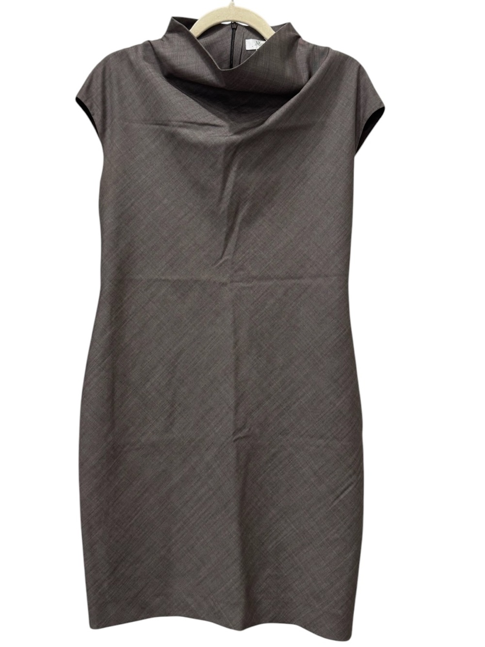 Max Mara Taupe Wool Blend High Neck Sheath Dress no Sz tag est Sz 6 or 8